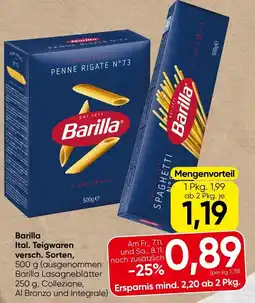 Spar Barilla Ital. Teigwaren versch. Sorten, Angebot
