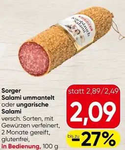 Spar Sorger Salami ummantelt oder ungarische Salami Angebot