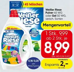 Spar Weißer Riese Pulver 45 WG oder Gel 50 WG Angebot