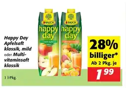 Nah&Frisch Happy Day Apfelsaft klassik, mild oder Multi- vitaminsaft klassik Angebot