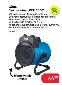 BayWa GÜDE Elektroheizer GEH 3000 Angebot