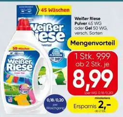 Spar Weißer Riese Pulver 45 WG oder Gel 50 WG, versch. Sorten Angebot