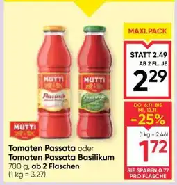 Maximarkt Tomaten Passata oder Tomaten Passata Basilikum Angebot