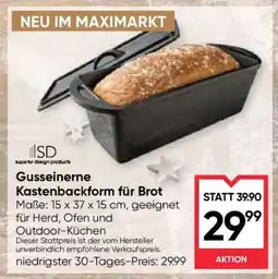Maximarkt Gusseiserne Kastenbackform für Brot Angebot