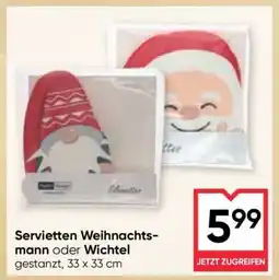 Maximarkt Servietten Weihnachtsmann oder Wichtel Angebot