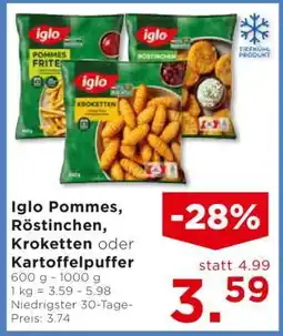 Unimarkt Iglo Pommes, Röstinchen, Kroketten oder Kartoffelpuffer Angebot