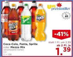 Unimarkt Coca Cola Fanta Sprite oder Mezzo Mix Angebot