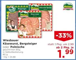 Unimarkt Wiesbauer Käsewurst, Bergsteiger oder Polnische Angebot
