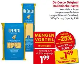 Interspar De Cecco Original Italienische Pasta Angebot