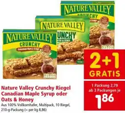 Interspar Nature Valley Crunchy Riegel Canadian Maple Syrup oder Oats & Honey Angebot