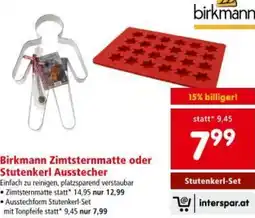 Interspar Birkmann Zimtsternmatte oder Stutenkerl Ausstecher Angebot