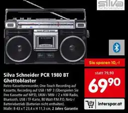 Interspar Silva Schneider PCR 1980 BT Ghettoblaster Angebot