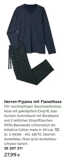 Tchibo Eduscho Herren-Pyjama mit Flanellhose Angebot