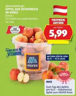 Hofer Äpfel aus Österreich im Kübel Angebot