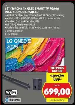 Hofer 65“ (164CM) 4K QLED SMART TV 70A6A INKL. SOUNDBAR SQC4R Angebot