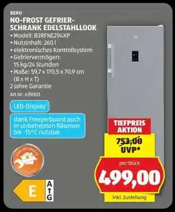 Hofer BEKO NO-FROST GEFRIERSCHRANK EDELSTAHLLOOK Angebot