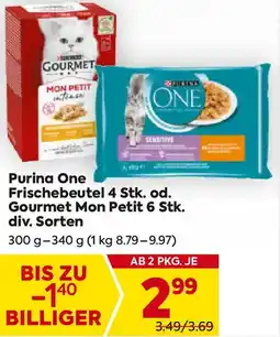 Billa Purina One Frischebeutel od Gourmet Mon Petit Angebot