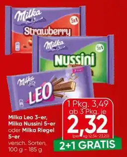 Eurospar Milka Leo 3-er, Milka Nussini 5-er oder Milka Riegel 5-er Angebot