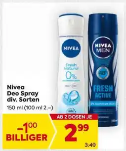 Billa Nivea Deo Spray div. Sorten Angebot