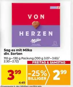 Billa Sag es mit Milka div. Sorten Angebot