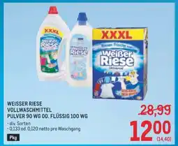 Metro WEISSER RIESE VOLLWASCHMITTEL PULVER 90 WG OD. FLÜSSIG 100 WG Angebot