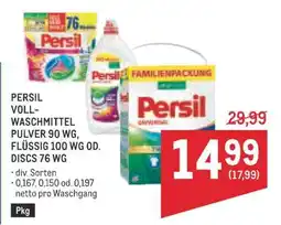 Metro PERSIL VOLL-WASCHMITTEL PULVER 90 WG, FLÜSSIG 100 WG OD. DISCS 76 WG Angebot