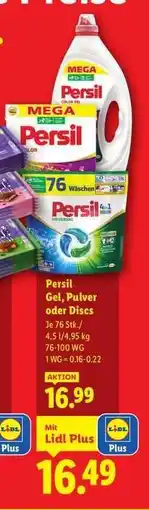 Lidl Persil Gel, Pulver oder Discs Angebot