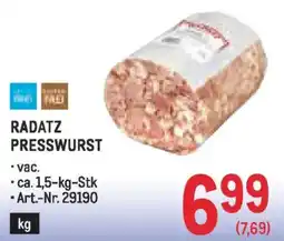Metro Radatz presswurst Angebot