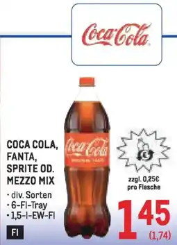 Metro Coca cola, coca-cola fanta, sprite od. mezzo mix Angebot