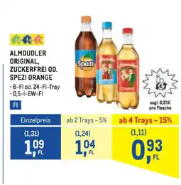 Metro Almdudler original, zuckerfrei od. spezi orange Angebot