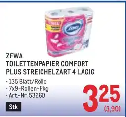 Metro ZEWA TOILETTENPAPIER COMFORT PLUS STREICHELZART 4 LAGIG Angebot