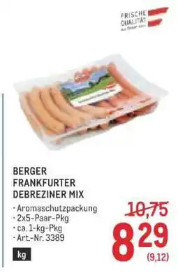 Metro BERGER FRANKFURTER DEBREZINER MIX Angebot