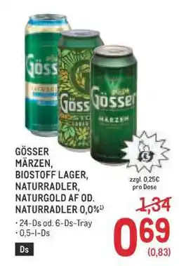 Metro Gösser Märzen, Biostoff Lager, Naturradler, Naturgold AF od. Naturradler 0,0% Angebot