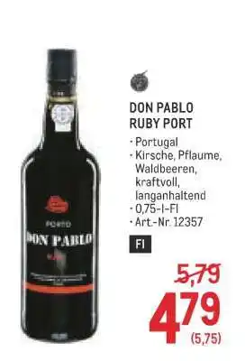 Metro DON PABLO RUBY PORT Angebot