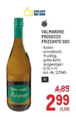 Metro Valmarone Prosecco Frizzante DOC Angebot