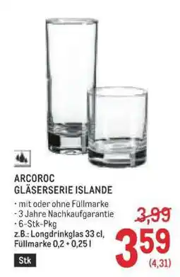 Metro ARCOROC GLÄSERSERIE ISLANDE Angebot