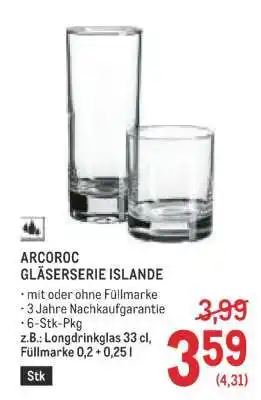 Metro ARCOROC GLÄSERSERIE ISLANDE Angebot
