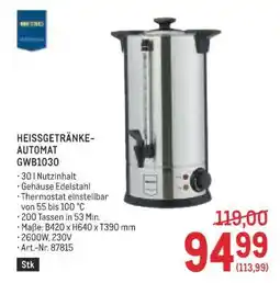 Metro HEISSGETRÄNKE-AUTOMAT GWB1030 Angebot