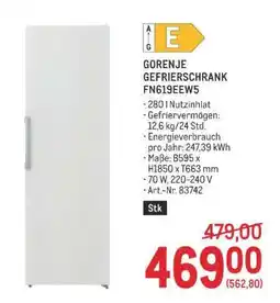 Metro GORENJE GEFRIERSCHRANK FN619EEW5 Angebot