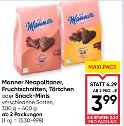 Maximarkt Manner neapolitaner, fruchtschnitten, törtchen Angebot