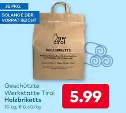 T&G Geschützte Werkstätte Tirol Holzbriketts Angebot