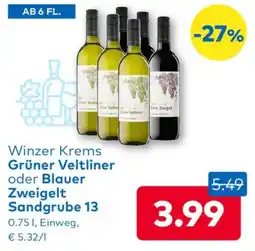 T&G Winzer Krems Grüner Veltliner oder Blauer Zweigelt Sandgrube 13 Angebot