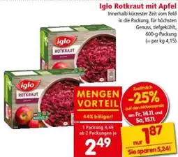 Interspar Iglo Rotkraut mit Apfel Angebot