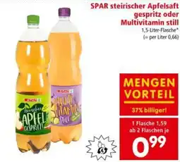 Interspar SPAR steirischer Apfelsaft gespritz oder Multivitamin still Angebot