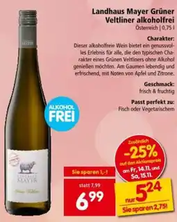 Interspar Landhaus mayer grüner veltliner alkoholfrei Angebot
