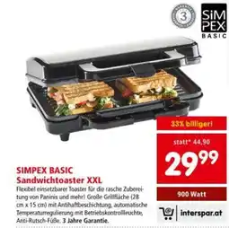 Interspar Simpex basic sandwichtoaster xxl Angebot