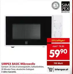 Interspar Simpex basic mikrowelle Angebot