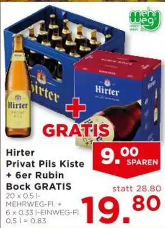 Hirter Privat Pils Kiste + 6er Rubin Bock GRATIS