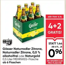 Maximarkt Gösser naturradler zitrone, naturradler zitrone, alkoholfrei oder naturgold Angebot