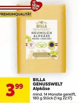 Billa BILLA GENUSSWELT Alpkäse Angebot